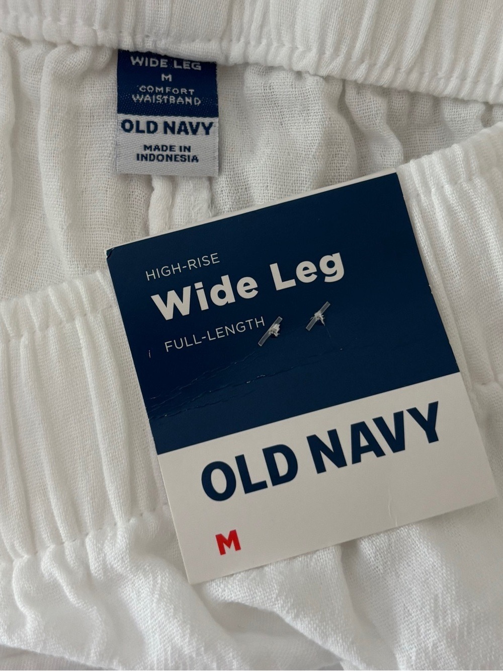 Old Navy White High-Rise Wide Leg Pants - Elastic Waist - Picture 5 of 5